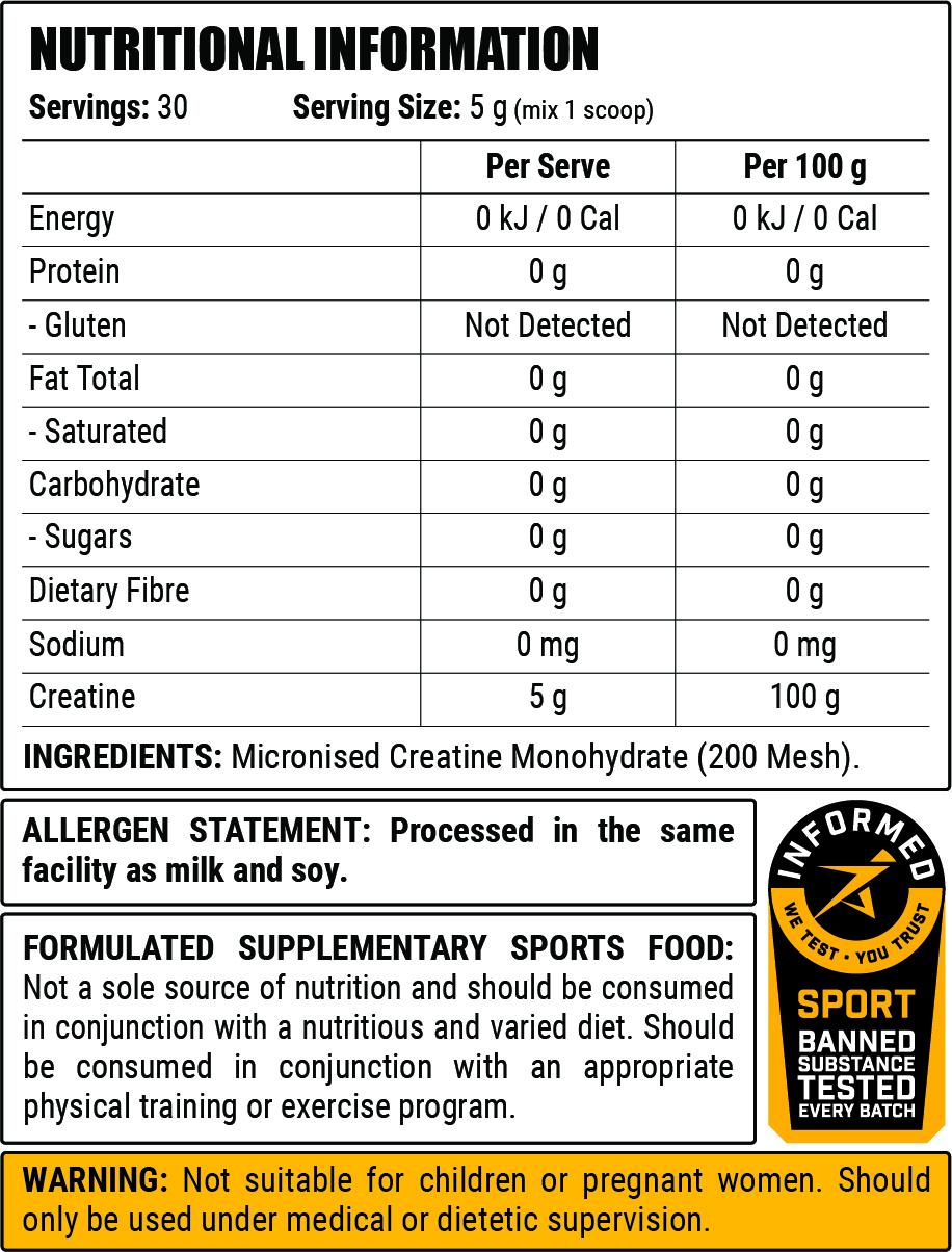 Pure Creatine Ingredients