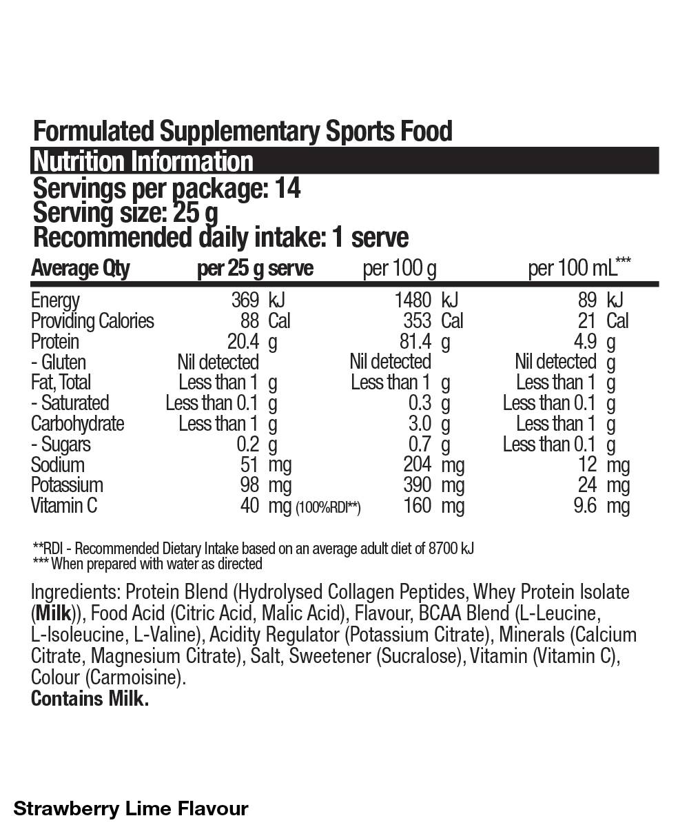 Collagen Protein Water Strawberry Lime Ingredients