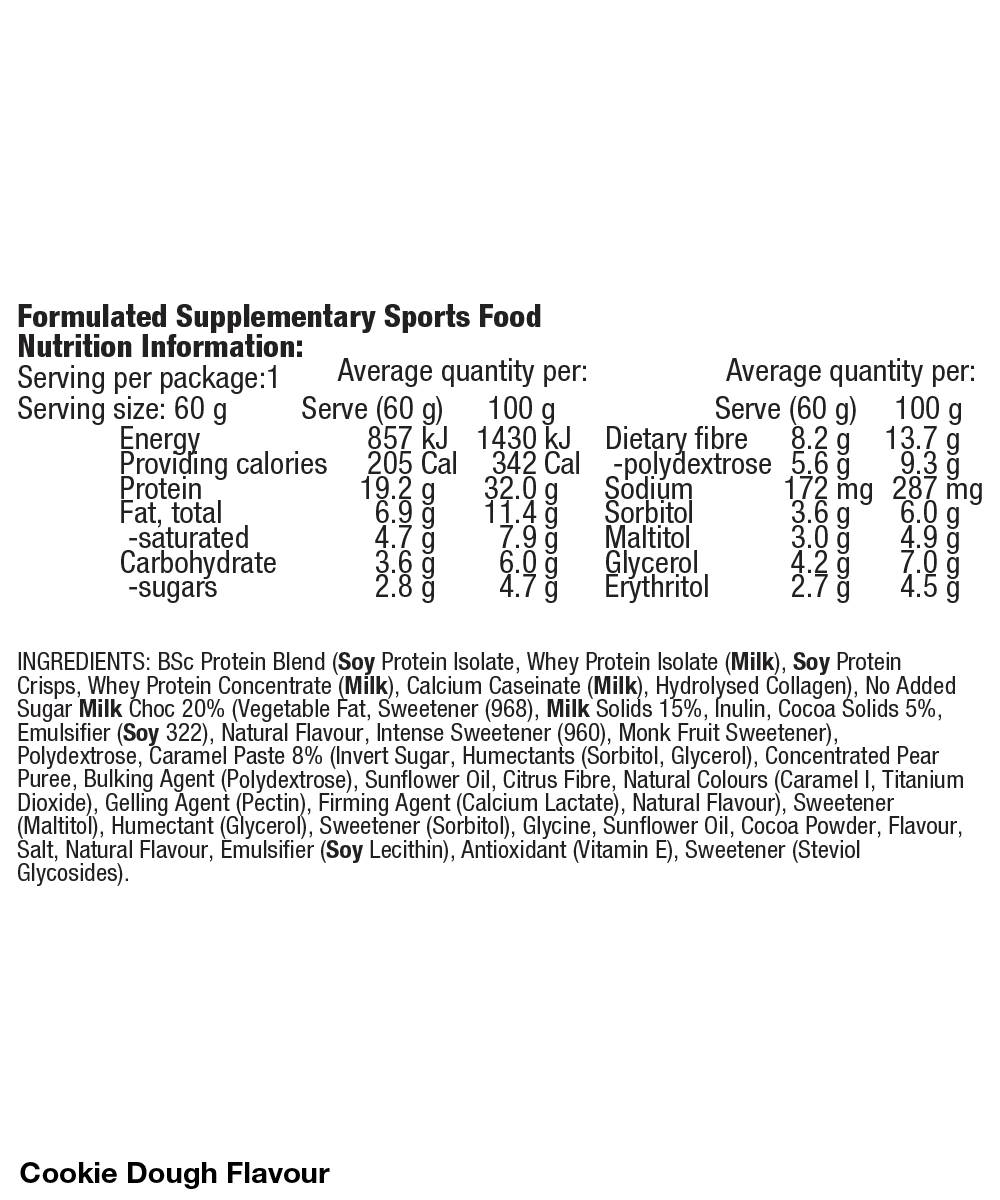 High Protein Low Carb Bar Cookie Dough Ingredients